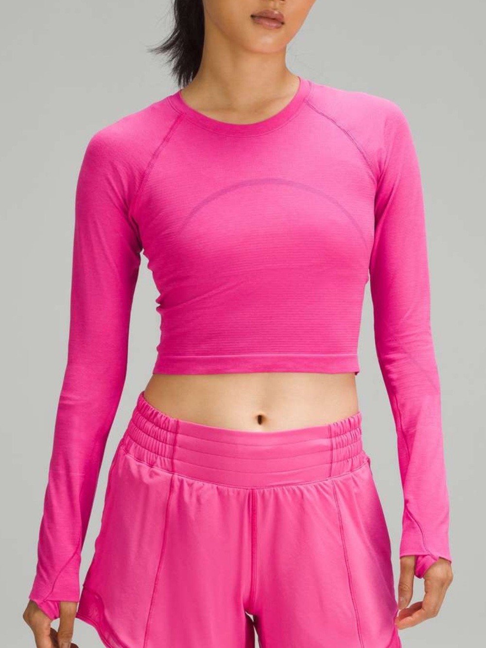 Lululemon Swiftly Tech Cropped Long-Sleeve Shirt 2.0 Size 4 Pink